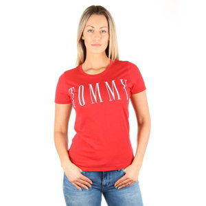 Tommy Hilfiger dámské červené tričko Clean